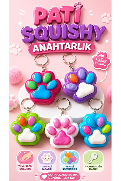 viyol marketim Pati Squishy Anahtarlık – Sıkmalı Stres Oyuncağı, Renkli Çanta...