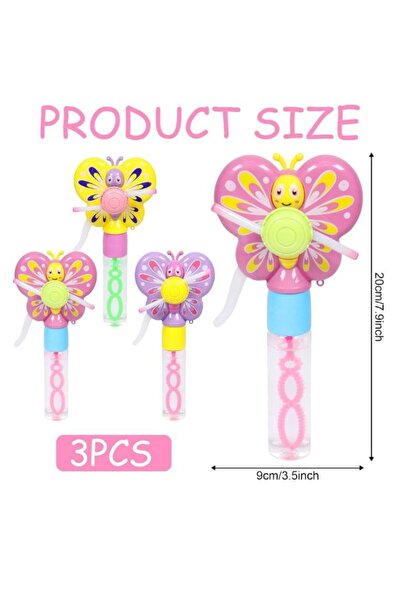 DAT Kids Butterfly Bubble Wand Fan Toy Set with Bubble Solution Plastic Outdo...