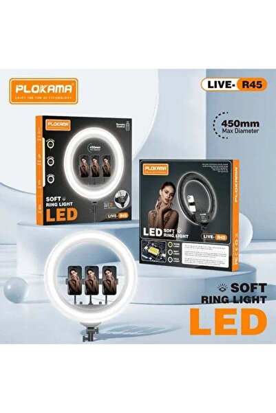 PLOKAMA ضوء حلقي LED ناعم R45 بقطر 45 سم مع جهاز تحكم عن بعد لاسلكي قابل لضبط...
