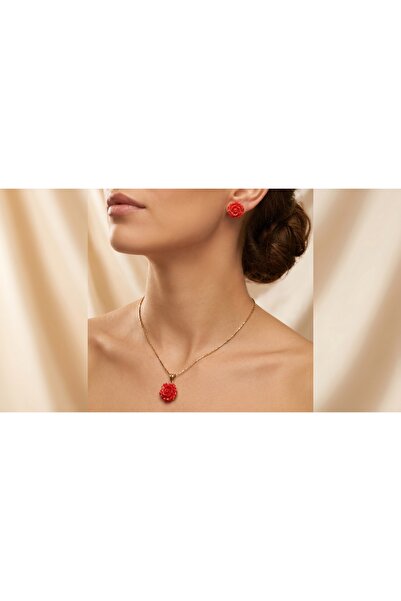robel Elegant Rose Jewelry Set – Floral Pendant Necklace & Stud Earrings for ...