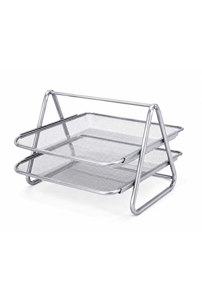 Deluxe Amt Mesh 2 Tier Letter Tray (Silver)