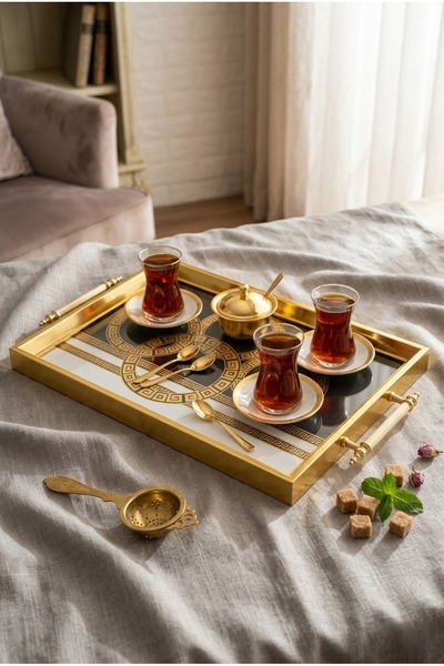 Nese Ev صينية تقديم مزخرفة - ذهبية