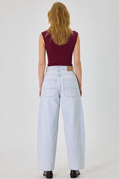 cracpot Women's Skater Jean Pants – High Waist, Wide Leg, Comfortable Fit, 100% Cotton, Blue Denim