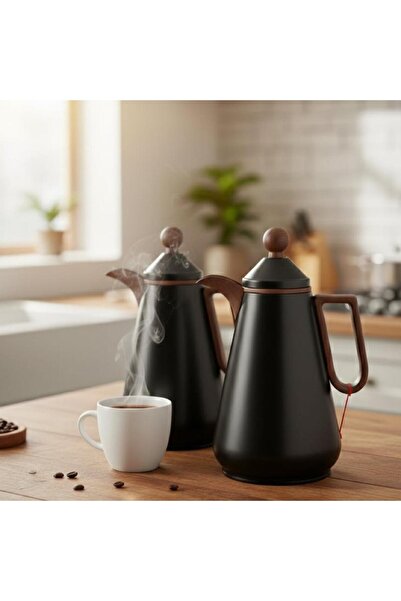 Lavera Set of 2 Black Wooden Thermoses