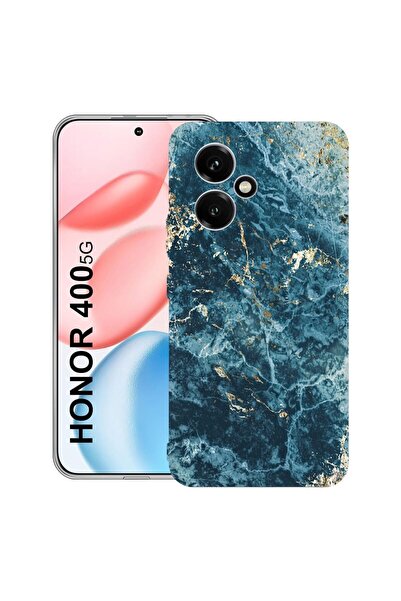 bestcase Прозрачен силиконов калъф за Honor 400, Мраморен - Зелен и златен, 2...