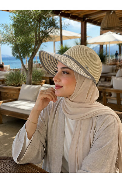 Butik Tesettüre Uygun Yarım Hasır Vizör Şapka Kadın Premium Yazlık Model