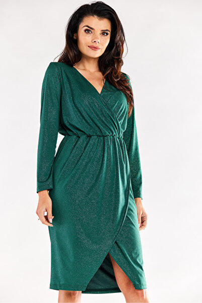 Awama Elegant dress, Awama, Polyester, Glass green, M