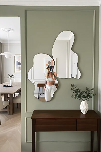 Mirror Home Decor Art Asimetrik Organik Form Modern Çerçevesiz 2'li Ayna - Am...