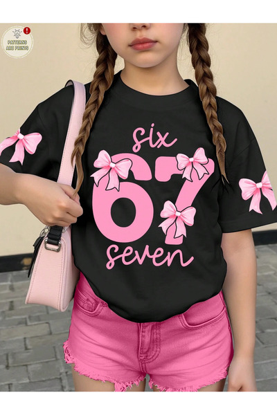 genosha "SIX SEVEN" Tricou colorat cu imprimeu de desene animate cu numerele ...