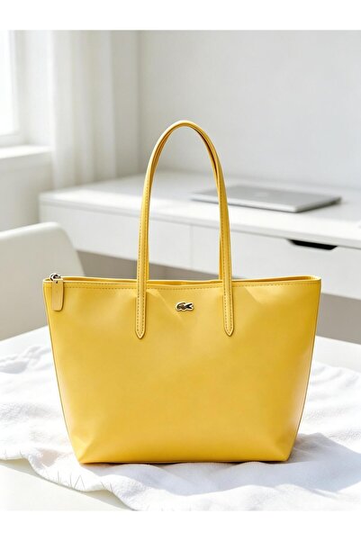 Lacoste LIVE Yellow Large Fashion Versatile Tote Bag Shoulder Bag Cross-body ...