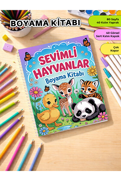 metafortoys Sevimli Hayvanlar Boyama Kitabı – 24x20 cm I 40 Görsel I Çocuklar...