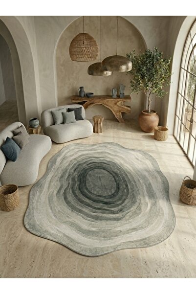 Rugs Modern Halı SDT Modern Gri Geçişli Organik Formlu Soyut Dokuma Taban Dek...