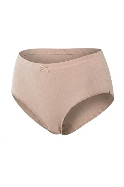 CottonVia 10 Pieces, High Waist, Women's Bato Panties, 100% Cotton, Skin Color
