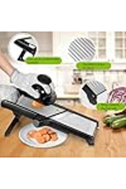 Arabest Adjustable Stainless Steel Food Slicer, Vegetable Chopper with Cut-Re...