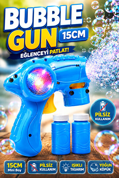 YILDIRIM OYUNCAK Işıklı Köpük Tabancası 15cm - Pilsiz Çalışan Bubble Gun Yoğu...