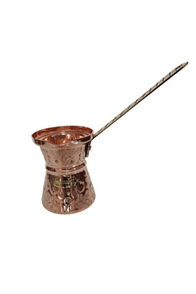 Mediterranean Art Engraved Solid Copper Coffee Pot, 380ml, Bronze Handle, Ext...