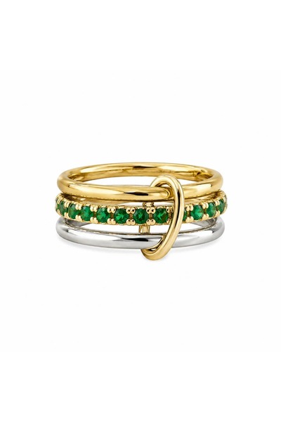 LEROSY CO. Special Series Green Stone Detailed Multiple Ring
