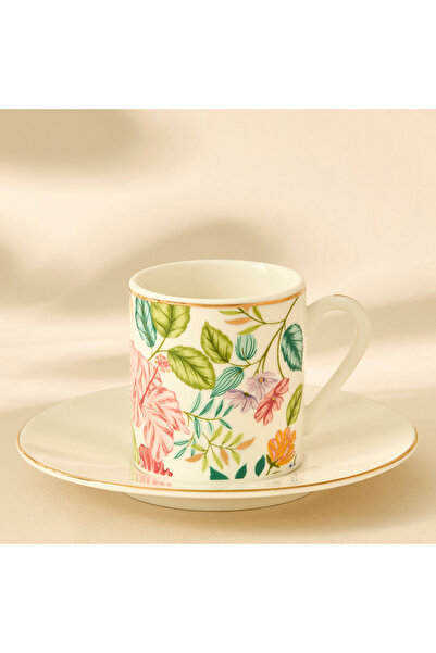Lifestyle Summer Hot Flower Printed Espresso Cup and Saucer Set