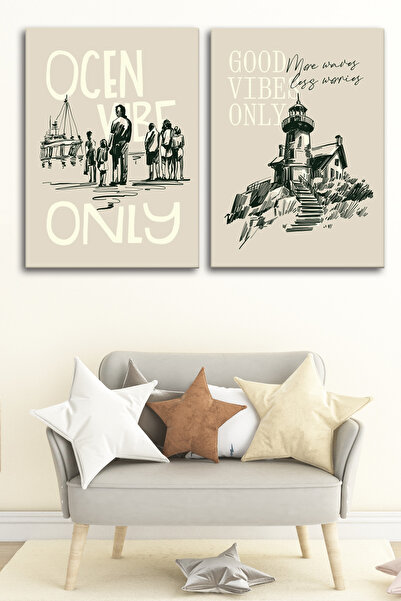 Tilki Dünyası Set de 2 tablouri decorative pe pânză, model Ocean, set de 5 - ...