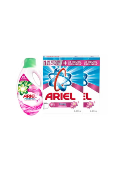 Ariel مسحوق غسيل أزرق، 2.25 كجم + جل 1 لتر