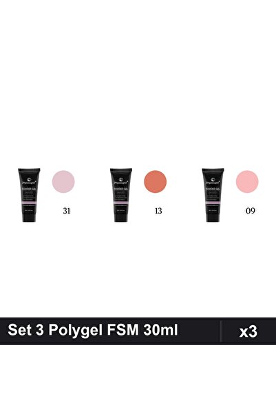 FSM Set 3 Polygel 30ml - Nr.31, Nr.13, Nr.09 - Constructie Unghii UV