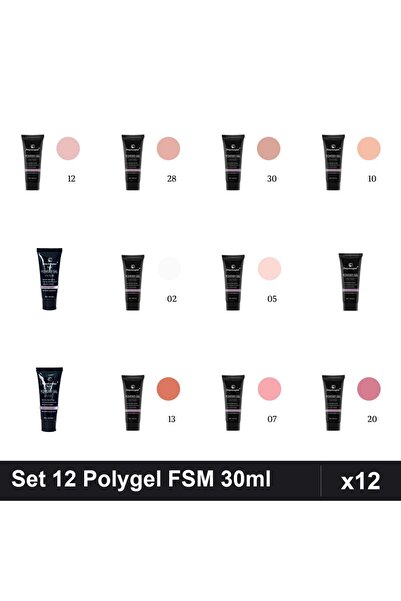 FSM Set 12 Polygel 30ml - Nr.01 Nr.02 Nr.05 Nr.07 Nr.10 Nr.12 Nr.13 Nr.15 Nr....