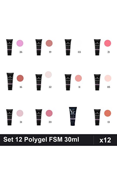 FSM Set 12 Polygel 30ml - Nr.03, 05, 11, 13, 16, 19, 20, 21, 22, 26, 31, 32