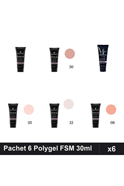 FSM Set 6 Polygel 30ml - Nr.01 Nr.05 Nr.08 Nr.15 Nr.30 Nr.32 - Constructie Un...