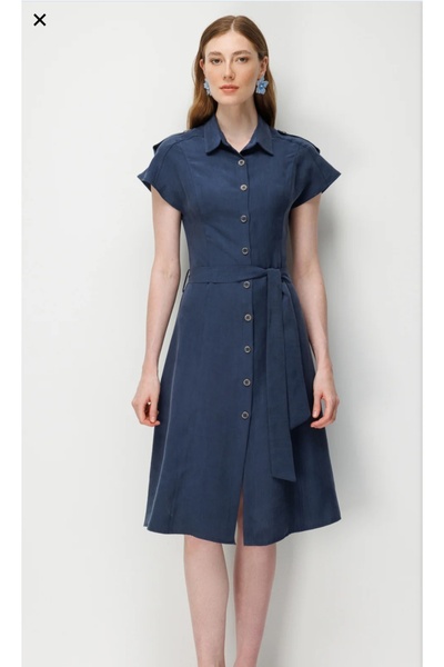 ON Shoulder Padded Belted Waist Midi Dress 74404