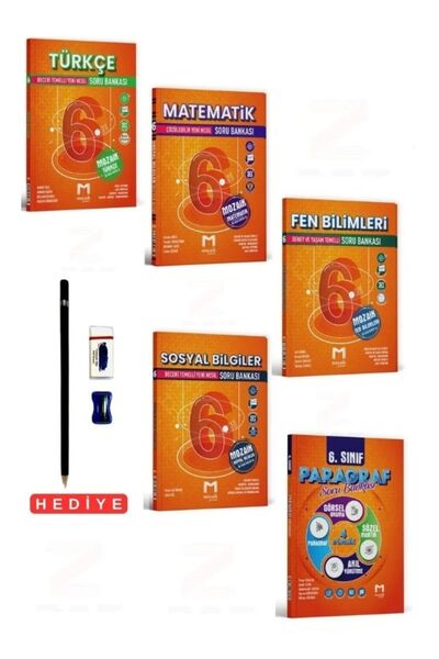 Mozaik Yayınları 6 Sınıf Türkçe-Matematik-Fen Bilimleri-Sosyal Bilgiler-Parag...