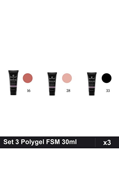 FSM Set 3 Polygel 30ml - Nr.16, Nr.28, Nr.33 - Constructie Unghii