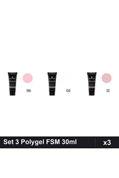 FSM Set 3 Polygel 30ml - Nr.06, Nr.03, Nr.12 - Constructie Unghii