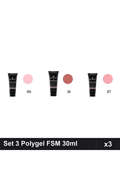 FSM Set 3 Polygel 30ml - Nr.06, Nr.16, Nr.07 - Constructie Unghii