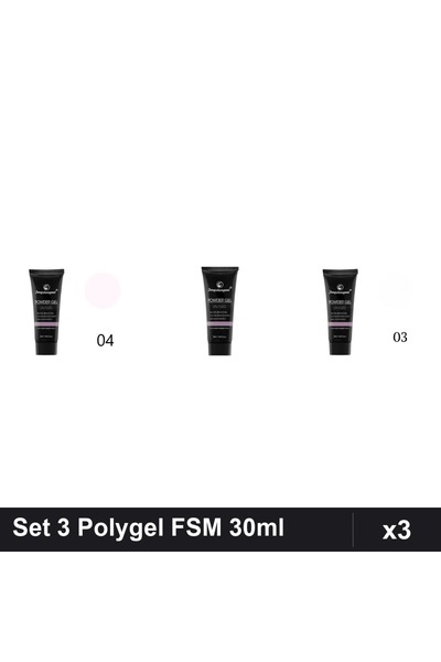 FSM Set 3 Polygel 30ml - Nr.04, Nr.01 CLEAR, Nr.03 - Constructie Unghii