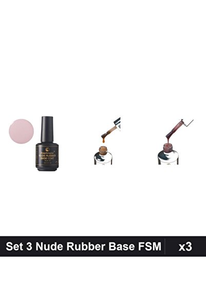 FSM Set 3 Nude Rubber Base 15ml - Nr.04, Nr.12, Nr.14 - Bază Rubber