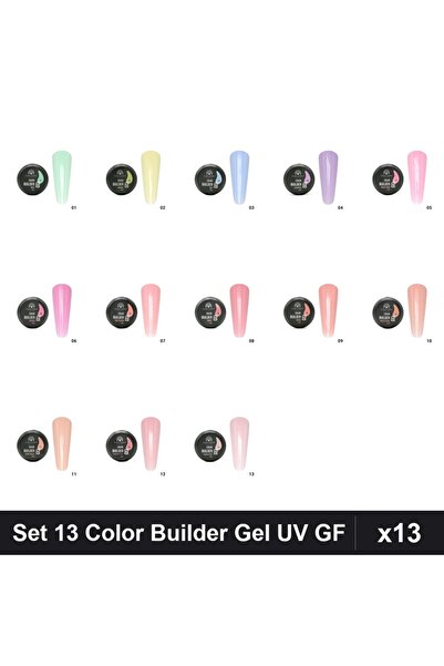 global fashion Set 13 Geluri Construcție Colorate UV 15g - Nr.01-13 - Constru...