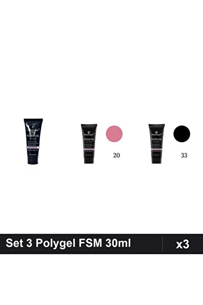 FSM Set 3 Polygel 30ml - Nr.22, Nr.20, Nr.33 - Constructie Unghii