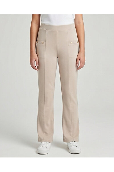 REDTAG Senior Girls Beige Flared Ponte Leggings