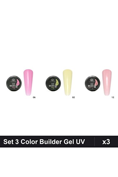 global fashion Set 3 Color Builder Gel UV 15g - Nr.06 Nr.02 Nr.12