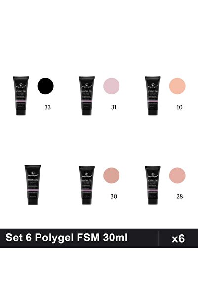 FSM Set 6 Polygel 30ml - Nr.01, Nr.10, Nr.28, Nr.30, Nr.31, Nr.33 - Construct...