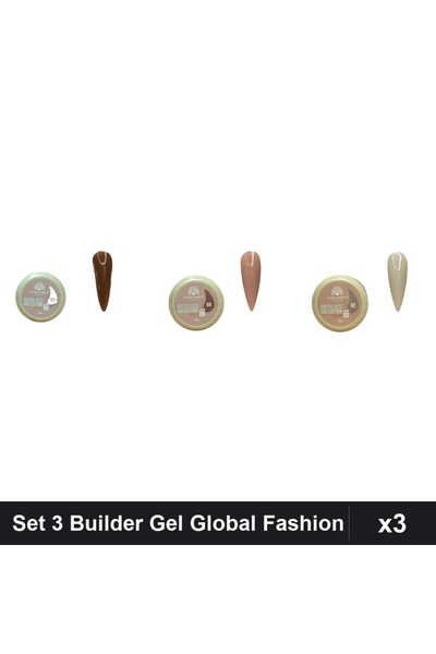 global fashion Set 3 Mocha Rose Builder Gel 15g - Nr.02, Nr.04, Nr.07