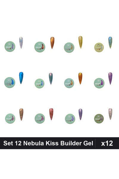 global fashion Set 12 Nebula Kiss Builder Gel 15g - Nr.01-15 Constructie Unghii