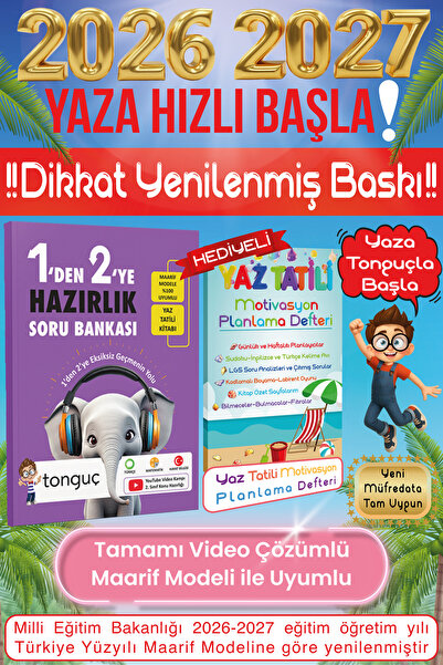 Tonguç Yayınları 1'den 2'ye Yaz Tatili Hazırlık Soru Bankası Kitabı 1den 2ye ...