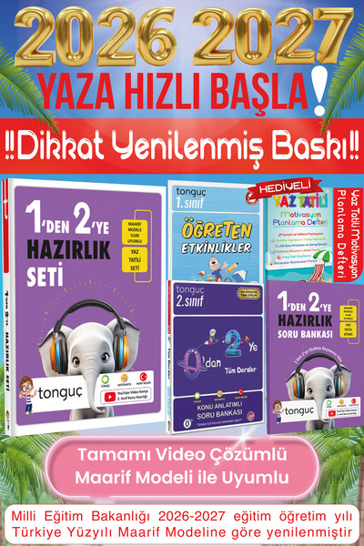 Tonguç Yayınları 1'den 2'ye Yaz Tatili Hazırlık Seti 0'dan 2'ye Tüm Dersler H...