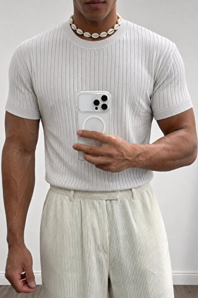 Tarz Cool Ανδρικό T-shirt Slim Fit με ραβδώσεις, με λαιμόκοψη ποδηλάτου, από ...