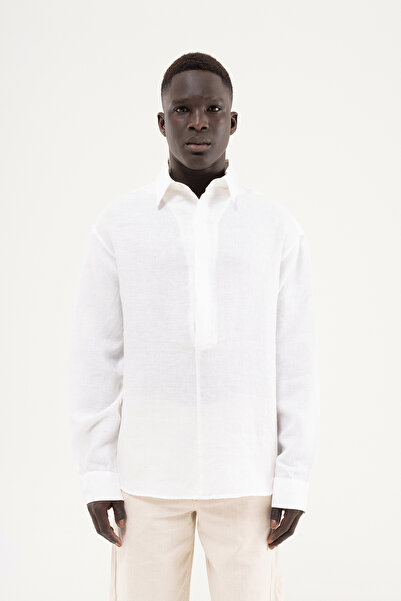 Machinist Men's Basic Linen Shirt White