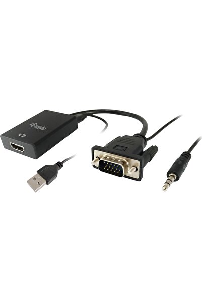 EQUIP Adaptor HD15->HDMI-A/3.5mm/USB-A St/Bu +Audio negru
