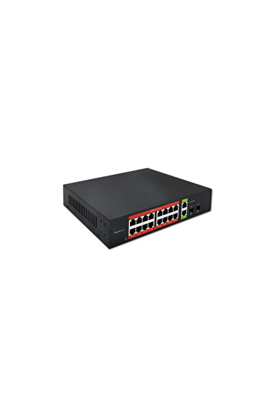Qoltec Switch de rețea Gigabit Ethernet PoE |   16x RJ45 |   2x RJ45 Uplink |...