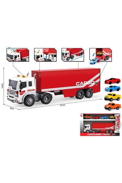 MADEJ Ciƒô≈ºar√≥wka 1:16 + autka x4 ≈õwiat≈Ço d≈∫wiƒôk