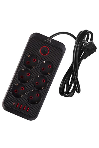 Maclean Prelungitor cu 6 prize + 4 porturi USB, 110-240V AC 50/60HZ, 2.1A, ma...